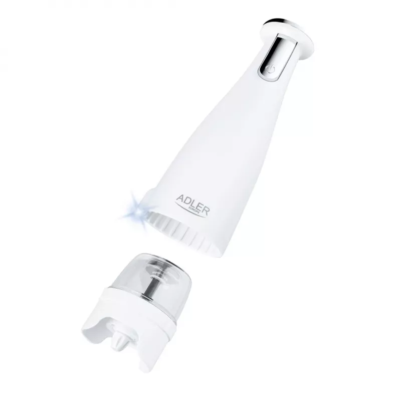 Elektrinis druskos ir pipirų malūnėlių rinkinys Adler AD 4449W Steel White, keraminiai girnapusiai, 150 ml, įkraunamas per USB-C