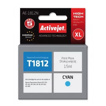 Kasetė ActiveJet AE-1812N žydra, suderinama su Epson T1812, 15 ml, XL didelės talpos