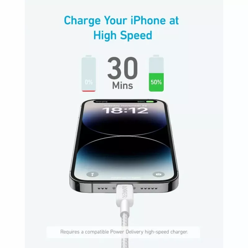 Laidas Anker 322 0,9 m Lightning – USB C 30 W