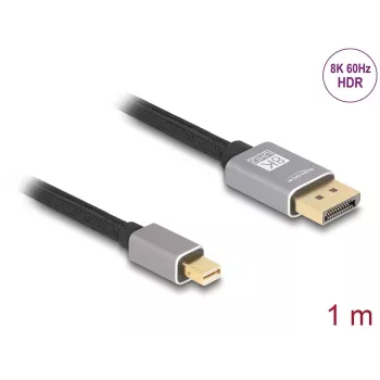 DeLOCK Mini DisplayPort į DisplayPort laidas 8K 60 Hz 1 m pilkas metalinis be fiksatoriaus
