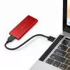 QOLTEC 51831 išorinis SSD dėklas M.2 SATA diskams, USB 3.0, raudonas, iki 2 TB, 30 mm, 4 diskai