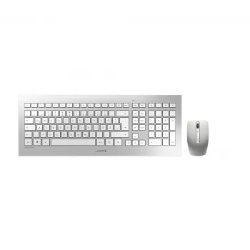 CHERRY DW 8000 belaidis klaviatūros ir pelės rinkinys RF, QWERTZ vokiečių išdėstymas, sidabrinis, baltas