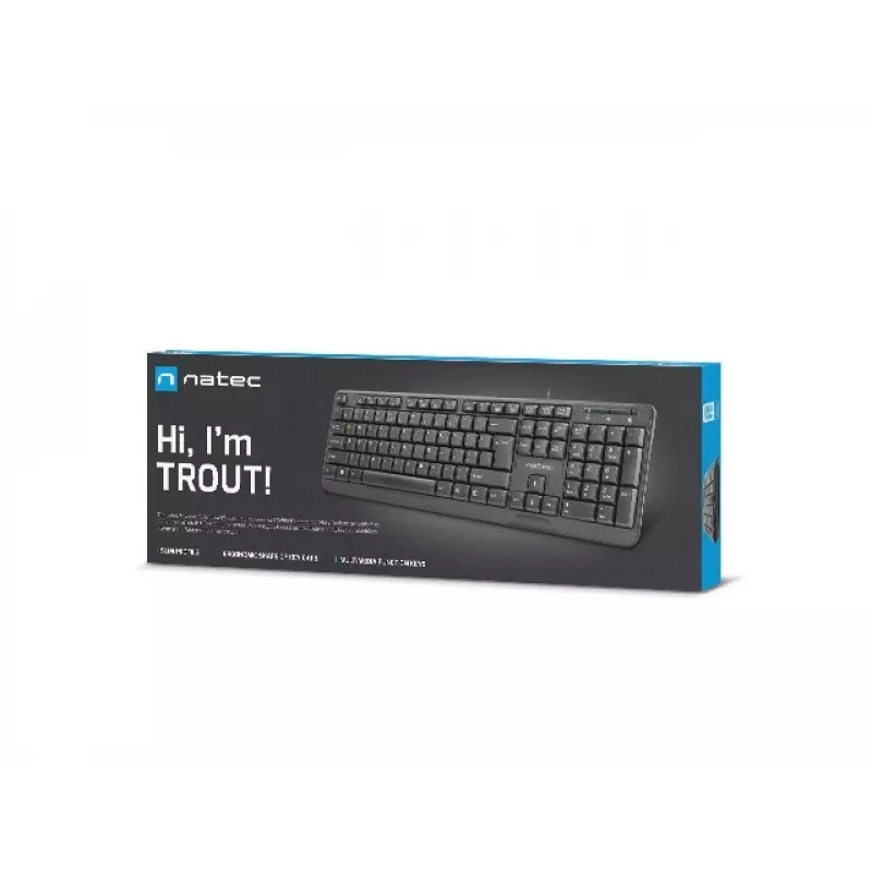 Natec Trout Slim USB klaviatūra, JAV išdėstymas, juoda
