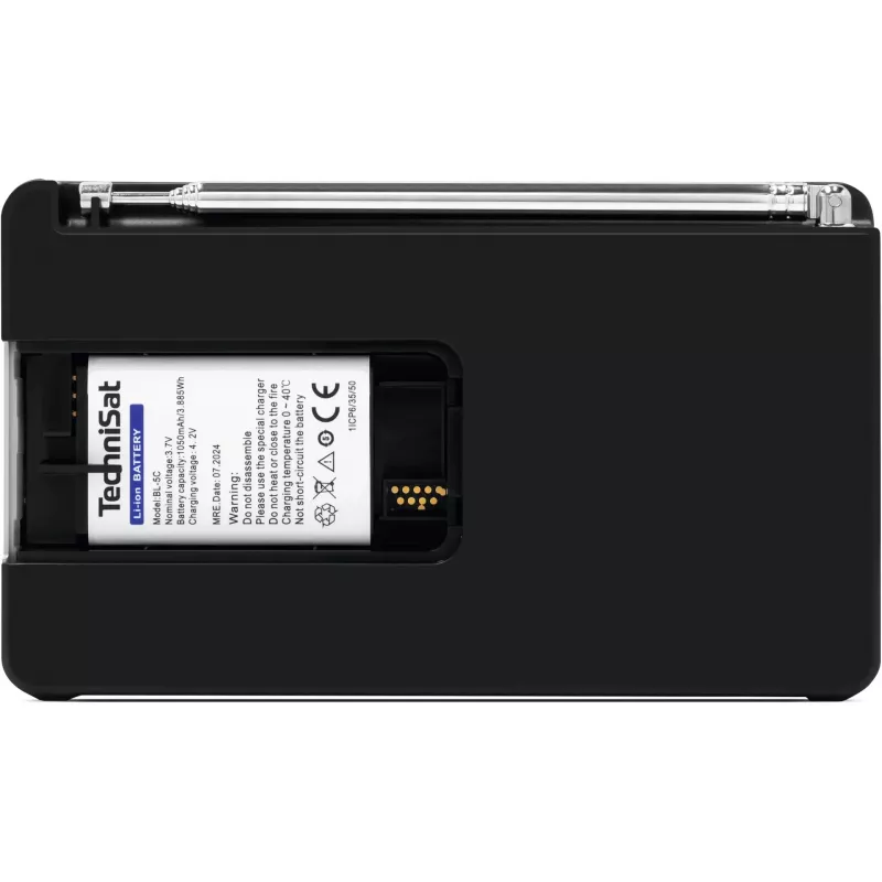 Nešiojamas radijas TECHNISAT DIGITRADIO 1 A – DAB+/FM, OLED ekranas, USB-C, 3,5 mm ausinės, 1 W, juodas/sidabrinis
