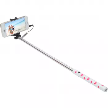 Ultron Selfie Hot Shot White – 15–45 cm Selfie lazdelė su nuotolinio fotografavimo mygtuku – tinka Samsung Galaxy, iPhone ir kitiems išmaniesiems telefonams (173950)