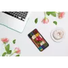 Apsauginis dėklas išmaniesiems telefonams iKins, skirtas iPhone XS Max – vyšnių žiedų raštas, juodas