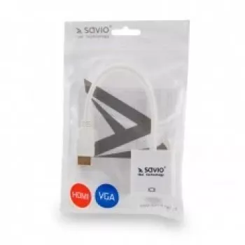 HDMI (vyriškas) į VGA (moterišką) adapteris SAVIO CL-201, baltas, 0,1 m, iki 1920×1200