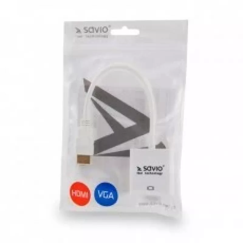 HDMI (vyriškas) į VGA (moterišką) adapteris SAVIO CL-201, baltas, 0,1 m, iki 1920×1200
