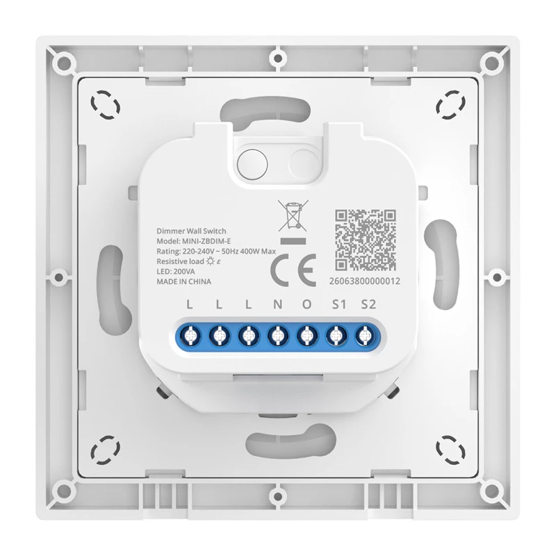Išmanusis sieninis jungiklis / reguliatorius Sonoff MINI-ZBDIM-E ZigBee – kompaktiškas įmontuojamas reguliatorius ir įjungimo/išjungimo modulis