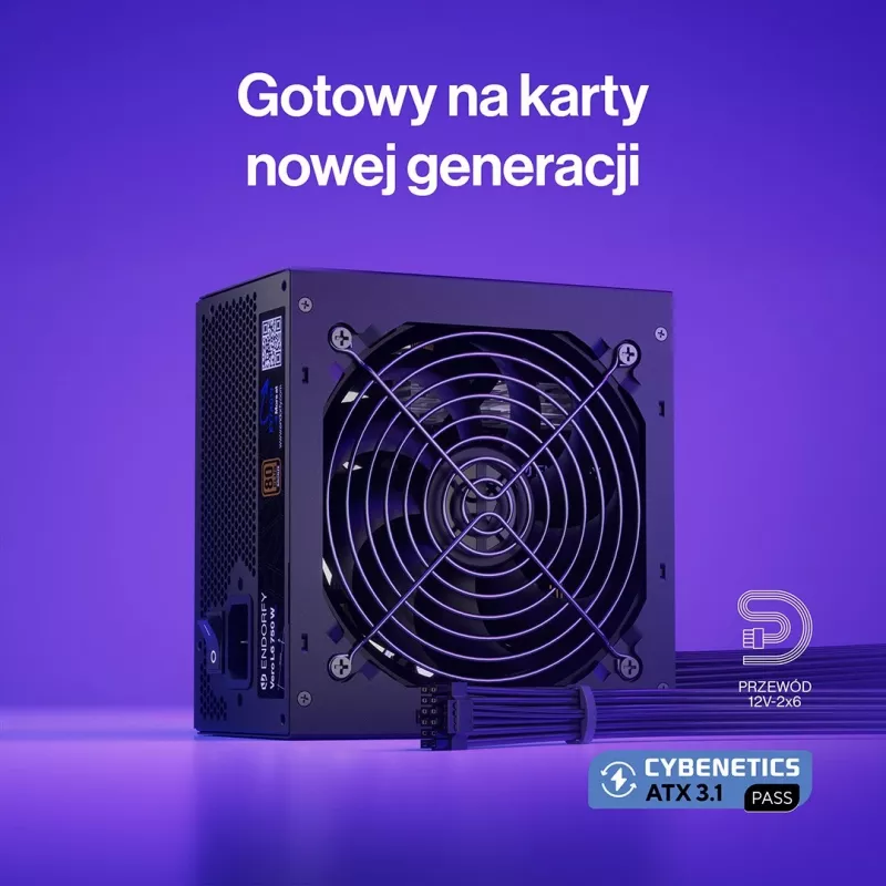 Maitinimo blokas ENDORFY Vero L6 750 W, 24 kontaktų ATX, 80 PLUS Bronze, 120 mm ventiliatorius, Juoda