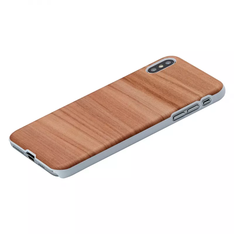 Dėklas iš medžio ir polikarbonato iPhone XS Max — Cappuccino White (man and wood)
