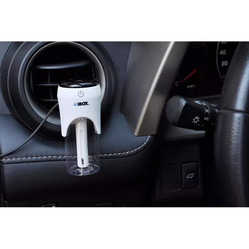 Automobilinis USB įkroviklis su oro drėkintuvu ir aromadifuzoriumi iBox ICCH-01
