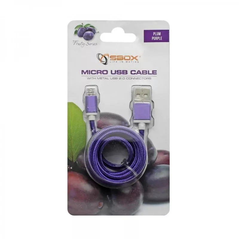 Sbox USB->Micro USB M/M 1m USB-10315U slyvinė violetinė