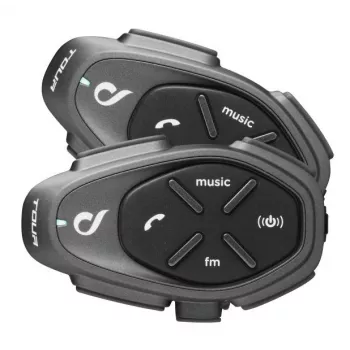 Motociklo tarpusavio ryšio komplektas INTERPHONE TOUR HD, 2 vnt., Bluetooth 4.0, veikimo atstumas 1500 m, baterija iki 20 h, juoda