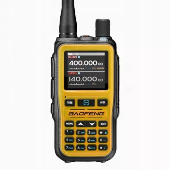 Nešiojama racija Baofeng UV-5R Mini su USB-C įkrovimu, Bluetooth, VHF/UHF, 5 W, 1600 mAh, oranžinė