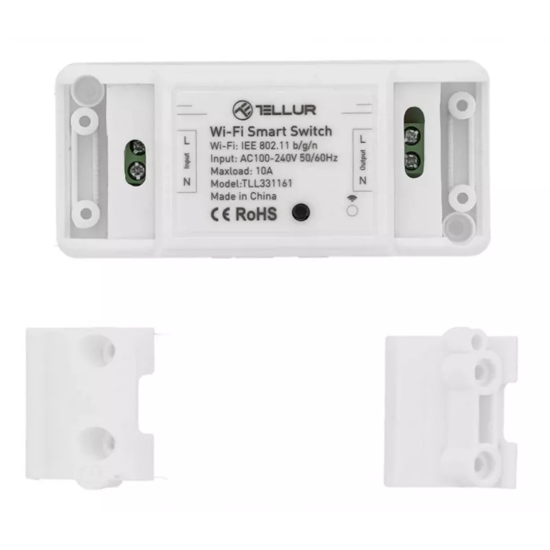 Inlinis WiFi jungiklis Tellur TLL331161 2200W – išmanioji relė lempoms ir prietaisams