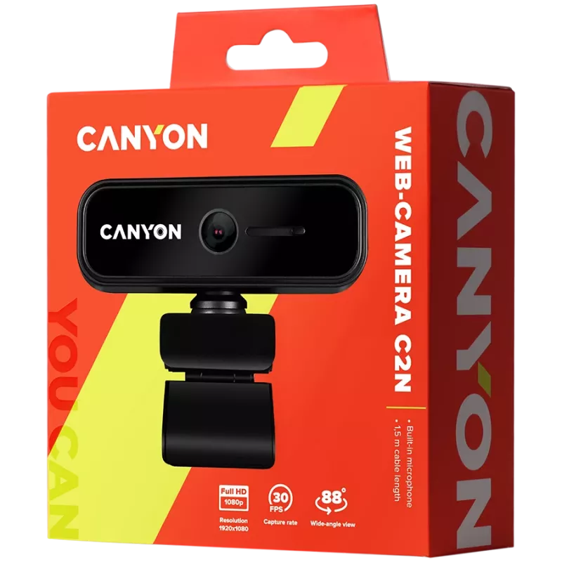 Canyon C2N 1080P Full HD 2.0Mega fiksuoto fokusavimo internetinė kamera USB 2.0