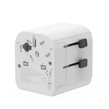 Universalus kelioninis adapteris GEMBIRD TPA-EU2A12-01-W 12W USB maitinimo adapteris tarptautiniams lizdams