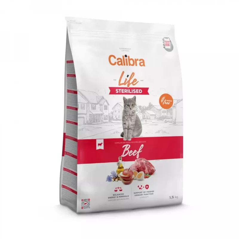 CALIBRA Cat Life Sterilised Beef - sausas kačių ėdalas su jautiena - 1,5 kg