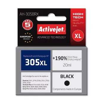 Activejet AH-305BRX rašalo kasetė (HP 305 XL 3YM62AE pakaitalas; Premium; 20 ml; juoda)