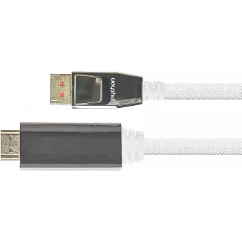 PYTHON PYT M0224 – DP 1.4 į HDMI 2.0 A kištukinis laidas, nailoninis, 4K@60Hz, 5 m, baltas