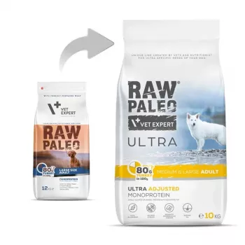 RAW PALEO Ultra Medium&Large Adult Turkey - sausas šunų ėdalas - 10 kg