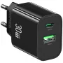 USAMS CC316 T65 30W sieninis įkroviklis su 1x USB-C ir 1x USB-A greituoju įkrovimu
