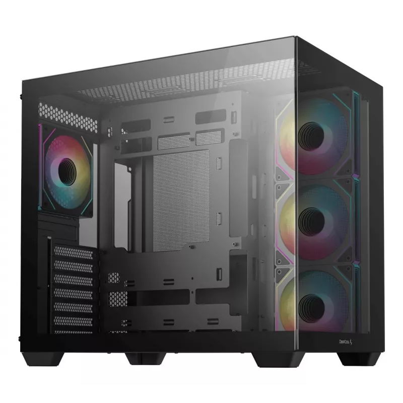 PC korpusas DeepCool CG530 4F Midi Tower Juodas — grūdintas stiklas, ATX/ITX/Micro ATX, 3x120mm ventiliatoriai, USB-C