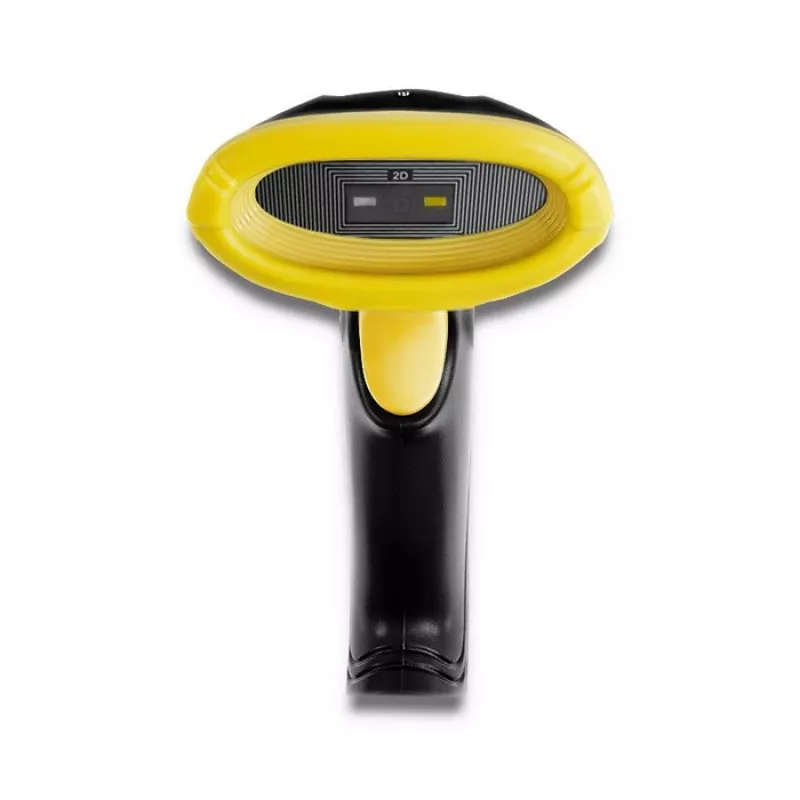 Nešiojamas brūkšninių kodų skaitytuvas QOLTEC 50867 — 1D/2D lazerinis skaitytuvas, USB laidinis, 600 mm diapazonas, geltona/juoda