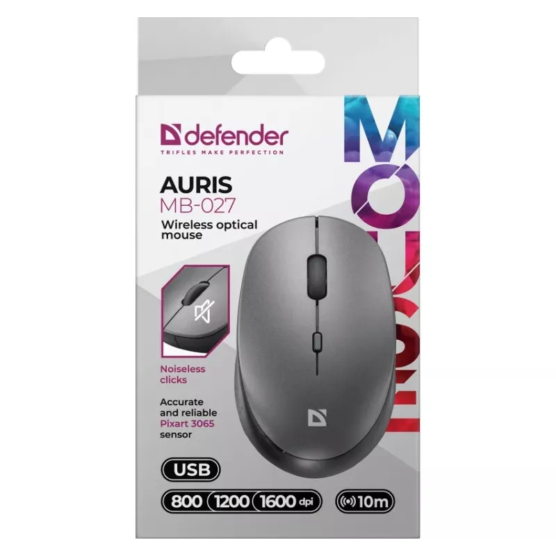 Belaidė pelė DEFENDER AURIS MB-027 pilka