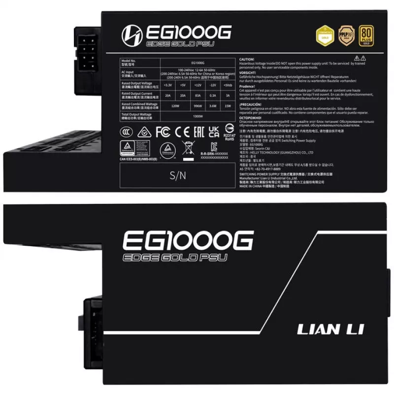 Maitinimo blokas LIAN LI EDGE GOLD 1000 – 1000W, 80 PLUS Gold, aktyvus PFC