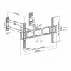 Sieninis TV laikiklis ART AR-85 32–70 colių televizoriams, iki 45 kg, pakreipimas -15–5°, pasukimas 45°, ištraukimas 118–622 mm, VESA 75x75–600x400
