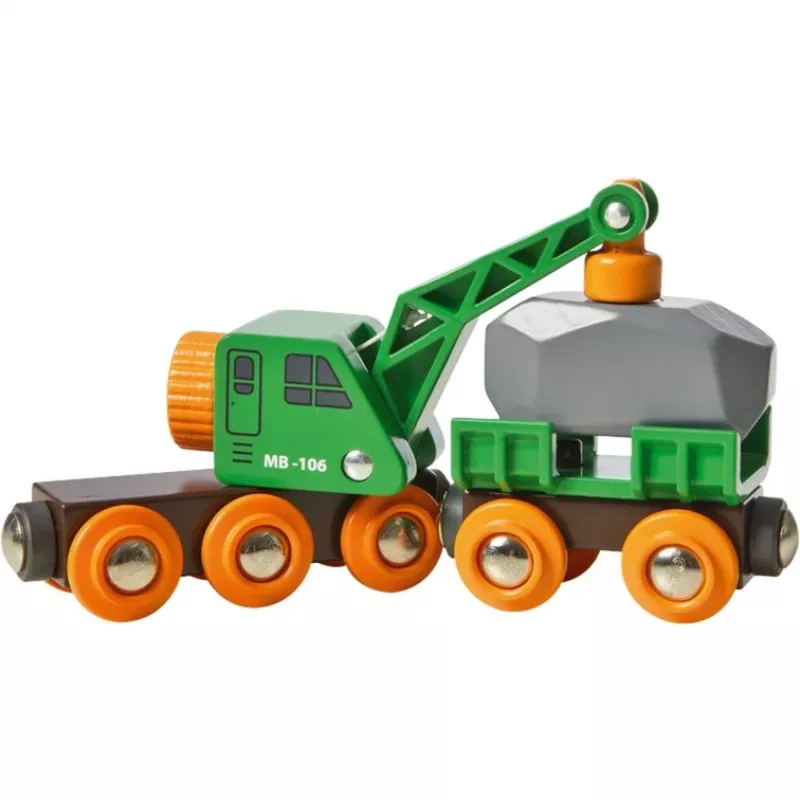 BRIO Clever Crane Wagon Lift and Load juodai žalias