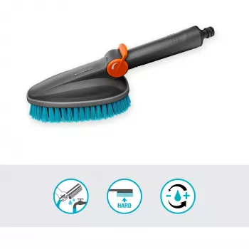 GARDENA Cleansystem rankinis šepetys M kietas, pilkai turkio spalvos, universalus, minkštas plastikinis dirželis