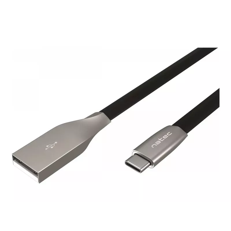 NATEC kabelis USB-C/A 2.0 1m Prati 1m juodas metalinis