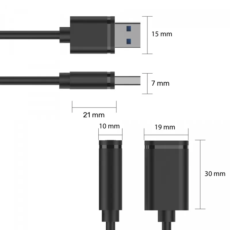 USB laidas UNITEK Y-C447GBK 0,5 m USB 2.0 Juodas