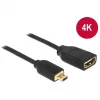 DELOCK Laidas HDMI Micro D Kištukas > HDMI A Lizdas Didelės Spartos su Ethernet 3D 4K 20cm Premium Plonas