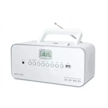 Nešiojama stereo sistema Muse M-28RDW – CD/MP3 grotuvas, FM/MW imtuvas, 3W RMS, balta, 1,4 kg