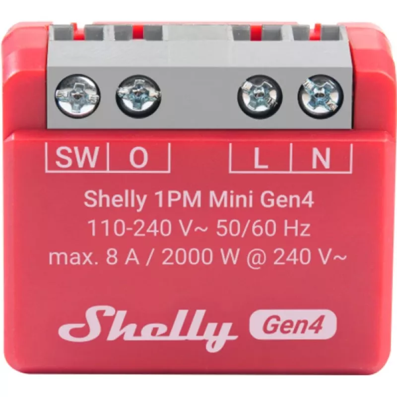 Shelly 1PM Mini Gen4 2 rinkinys – belaidė „Wi-Fi“ išmanioji relė su energijos matavimu, kompaktiškas modulis/DIN bėgiui