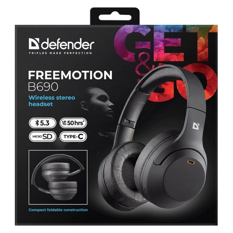 Belaidės ausinės Defender Bluetooth Freemotion B690 juodos