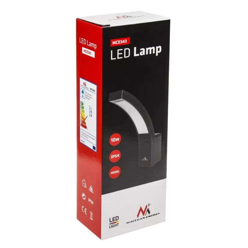 Sieninis šviestuvas MACLEAN MCE343 LED modernaus dizaino, lauko fasado šviestuvas, modelis MCE343 B