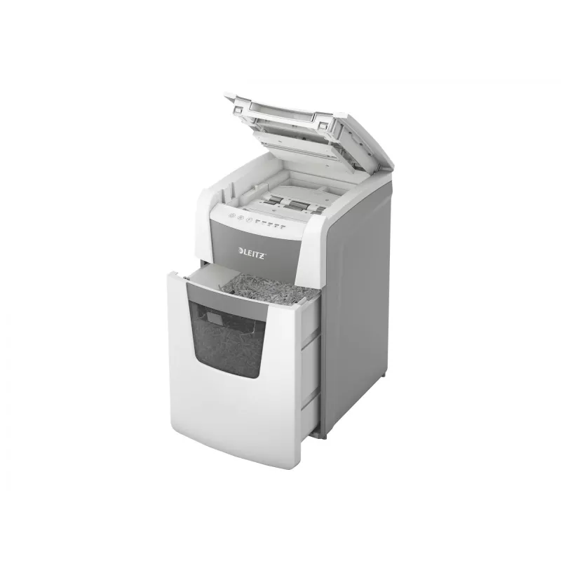 Leitz IQ Autofeed Office 150 automatinis popieriaus smulkintuvas P4, kryžminis pjovimas, 22 cm, 4 x 30 mm, 44 l, 350 lapų, 55 dB