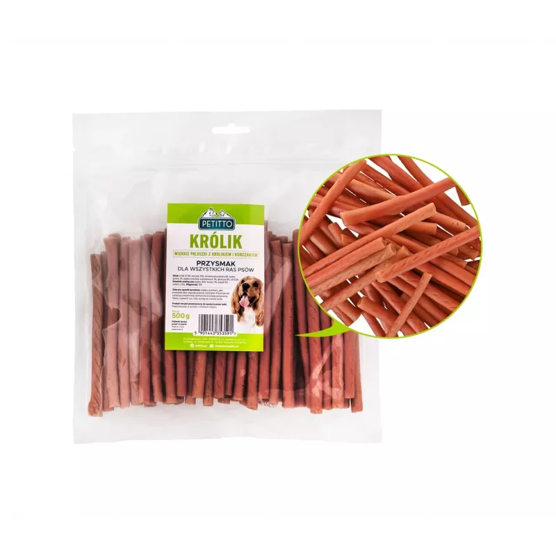 Petitto minkštas triušio pirštelių skanėstas šunims, 500 g