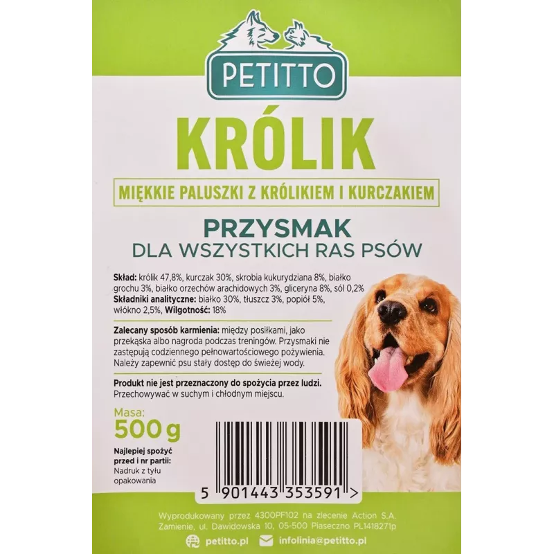 Petitto minkštas triušio pirštelių skanėstas šunims, 500 g