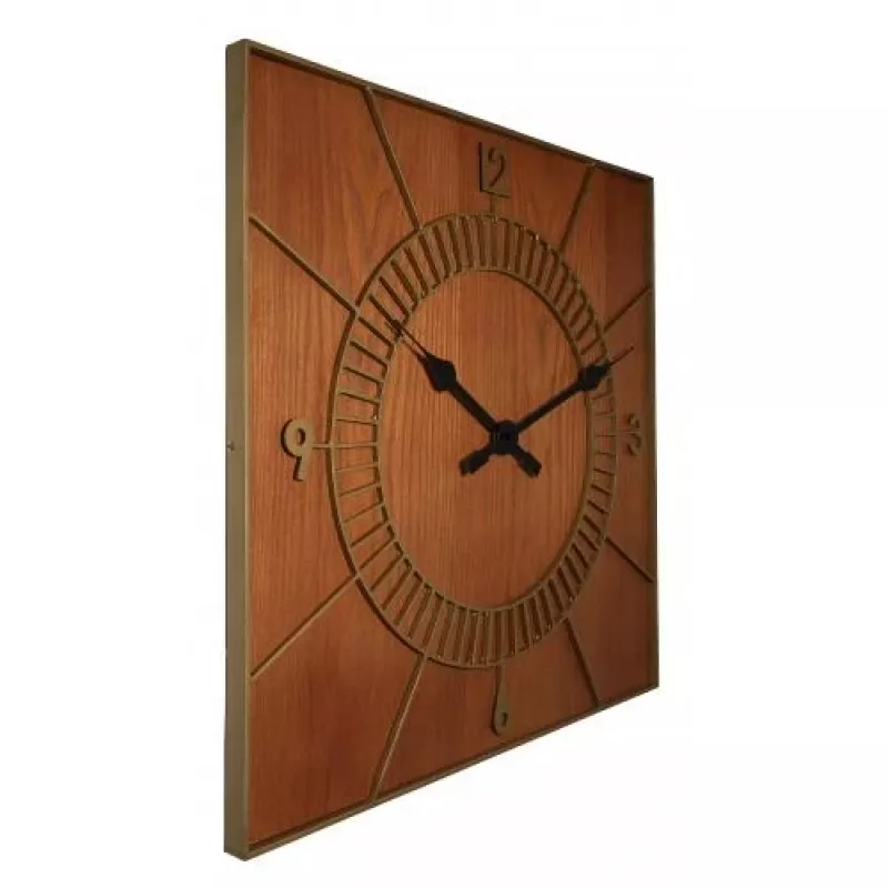 NeXtime klok 3112br medinis kvadratinis sieninis laikrodis, 50x50 cm, rudas