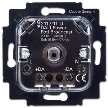 Įmontuojamas sukamasis reguliatorius Busch-Jaeger 2117/11 U, 230 V AC, 50–60 Hz, juodas