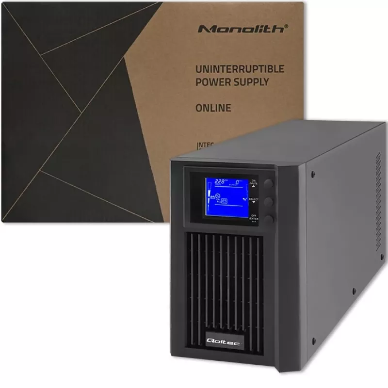 Nepertraukiamo maitinimo šaltinis QOLTEC 53981 On line 2kVA, 2000 VA