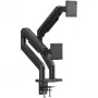 Laikiklis monitoriui DIGITUS Dvigubas monitorių laikiklis 2×45 colių ekranams, spaustuvas, 2×20 kg, VESA 75×75–100×100, pakreipimas -20–50°