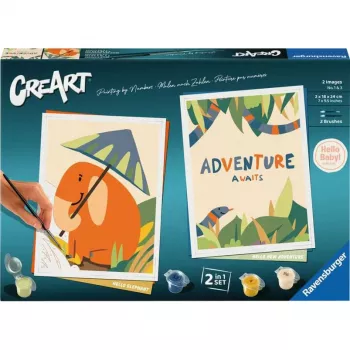 Piešimo rinkinys Ravensburger CreArt Hello Baby Safari Set – pradedančiųjų tapybos rinkinys kūdikiams ir mažiems vaikams