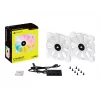 Corsair iCUE SP140 RGB ELITE 140 mm baltas ARGB reversinės mentės PWM korpuso ventiliatorius 2 vnt. pakuotė